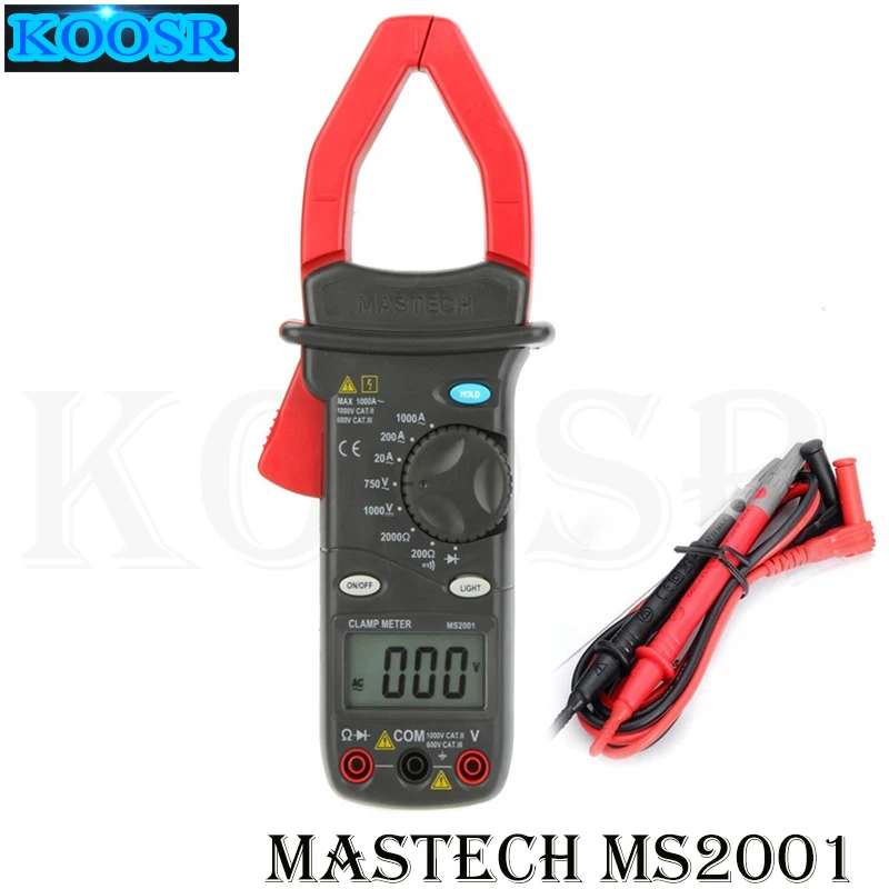 MASTECH MS2001 цифровой AC клещи 1000A AC/DC Вольтметр Амперметр Омметр тестер W/ЖК-подсветка Мегаомметр
