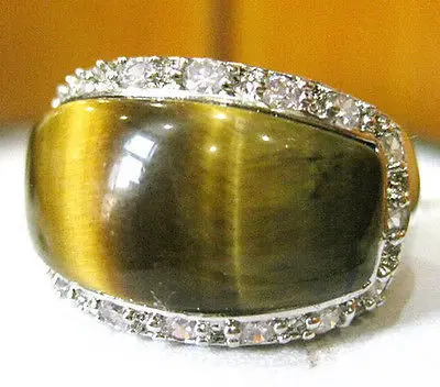 Женское и мужское кольцо из натурального камня тигровый глаз Размер: 8 9.10.11 |