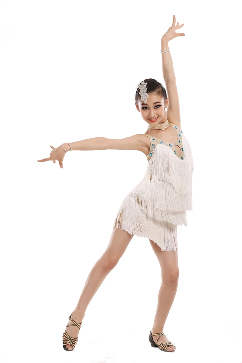 

2017 New girls Fringed Latin Dance Costumes Salsa Dress Ballroom Latin Dance Dresses