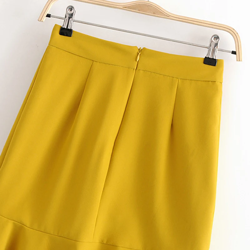 GOPLUS оборками подол Высокая Талия Мини юбки пикантные желтые черный русалка юбка