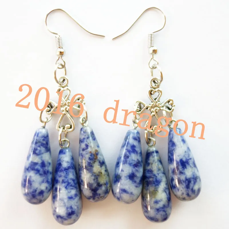 YUTENG тибетский серебряный крест и содалит длинные в форме слезы серьги KL06|drop