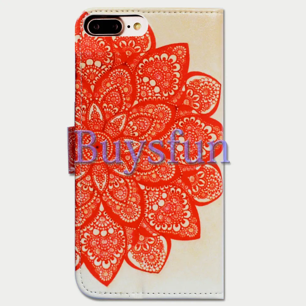 Bcov Марка Красный Мандала Шаблон Слот Для Карты Бумажник Кожаный Чехол iPhone 7 Plus