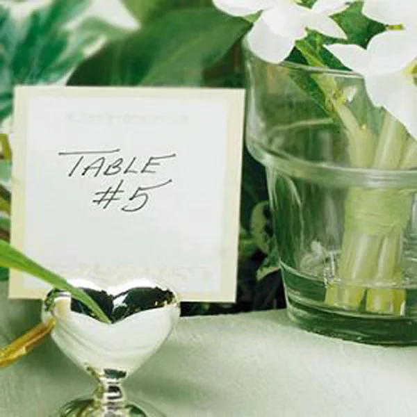 

100pcs / lot Wedding favors Silver Heart Design Chrome Place Card Holders Party Supplies Bachelorette favors Free Shipping