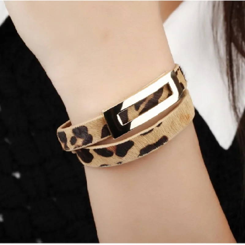 Новый Ретро Леопардовый принт аксессуары двойной объемный регулируемый кожаный