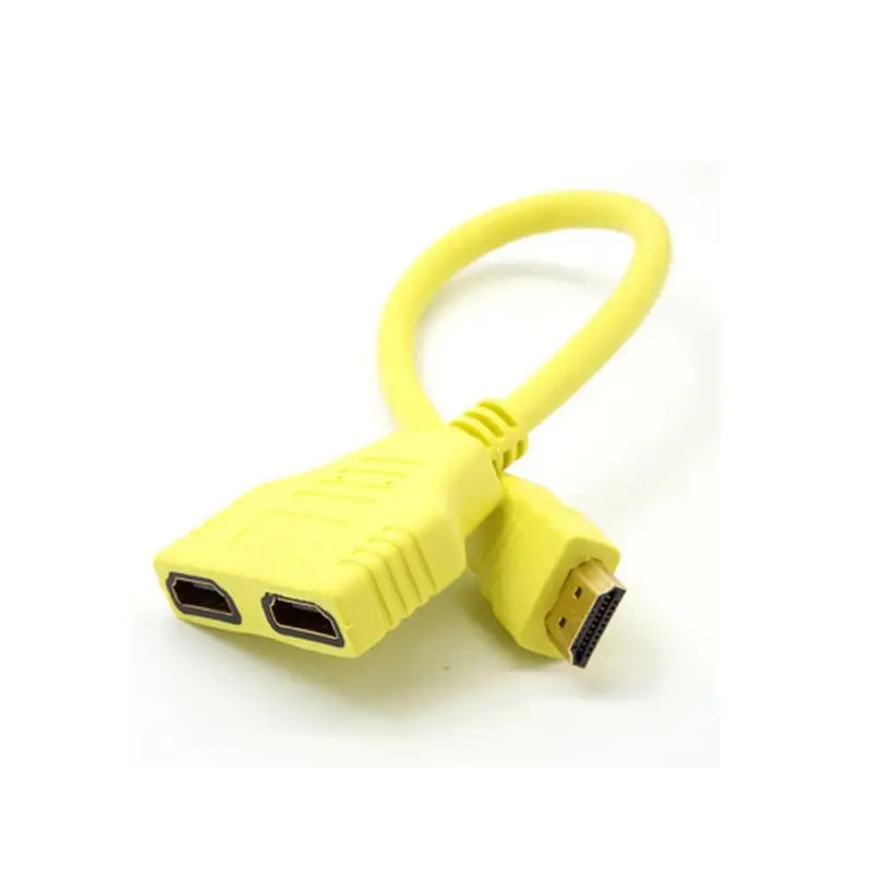 yellow HIPERDEAL HDMI отклонения в размерах на 1-2 Разделение двойной адаптер преобразователь сигнала кабель-переходник для видео ТВ HD ТВ Прямая 1J23 - Цвет: yellow