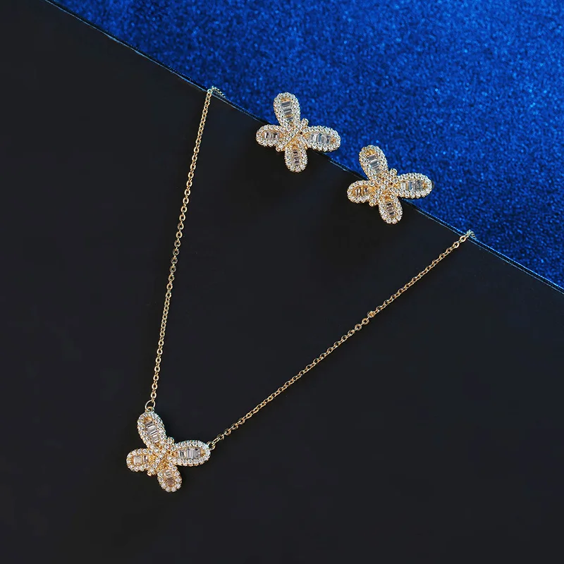 Gold Hadiyana изысканный фианит круглый набор колец Модные женские цветочные серьги кулон наборы вечерние подарки на день Святого Валентина TZ5035 - Окраска металла: Gold