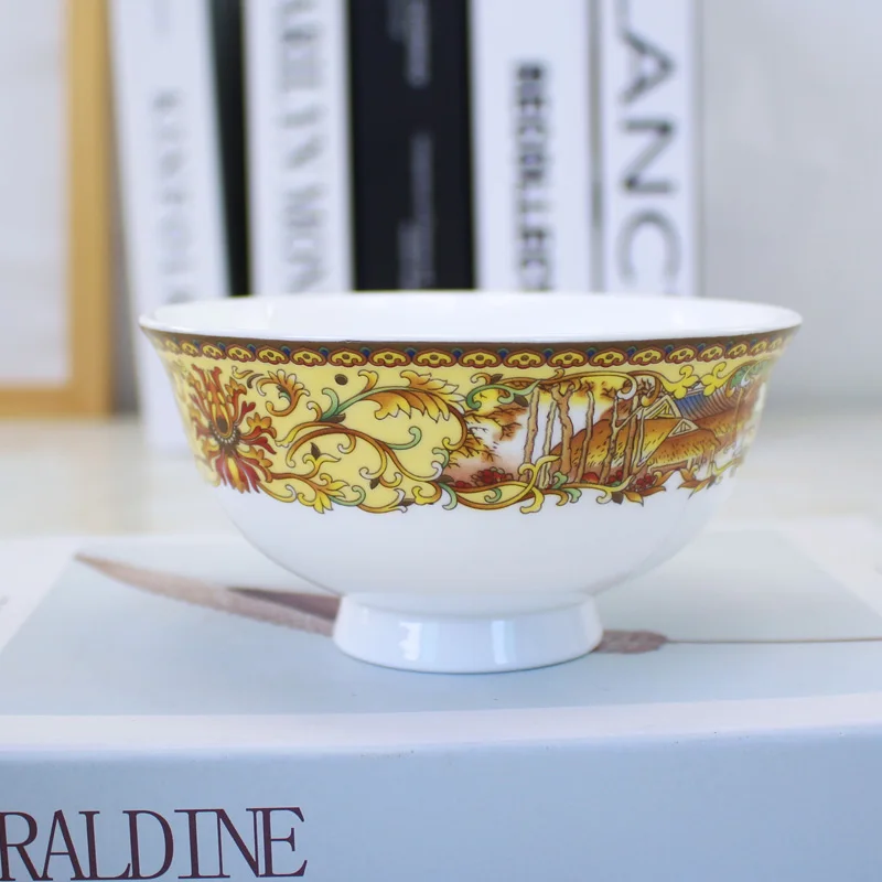DIY bowl dishes soup pan fish flat plate Hotel porcelain Jingdezhen glaze pastel Qingming River Map | Дом и сад