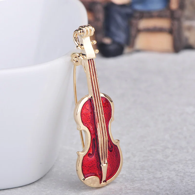 FUNMOR красной эмалью скрипки в форме гитары броши для женщин мужчин рубашка костюм