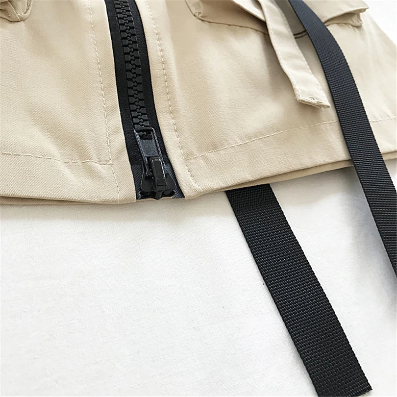 Летняя женская Рабочая Юбка в стиле сафари с высокой талией на молнии мешочком