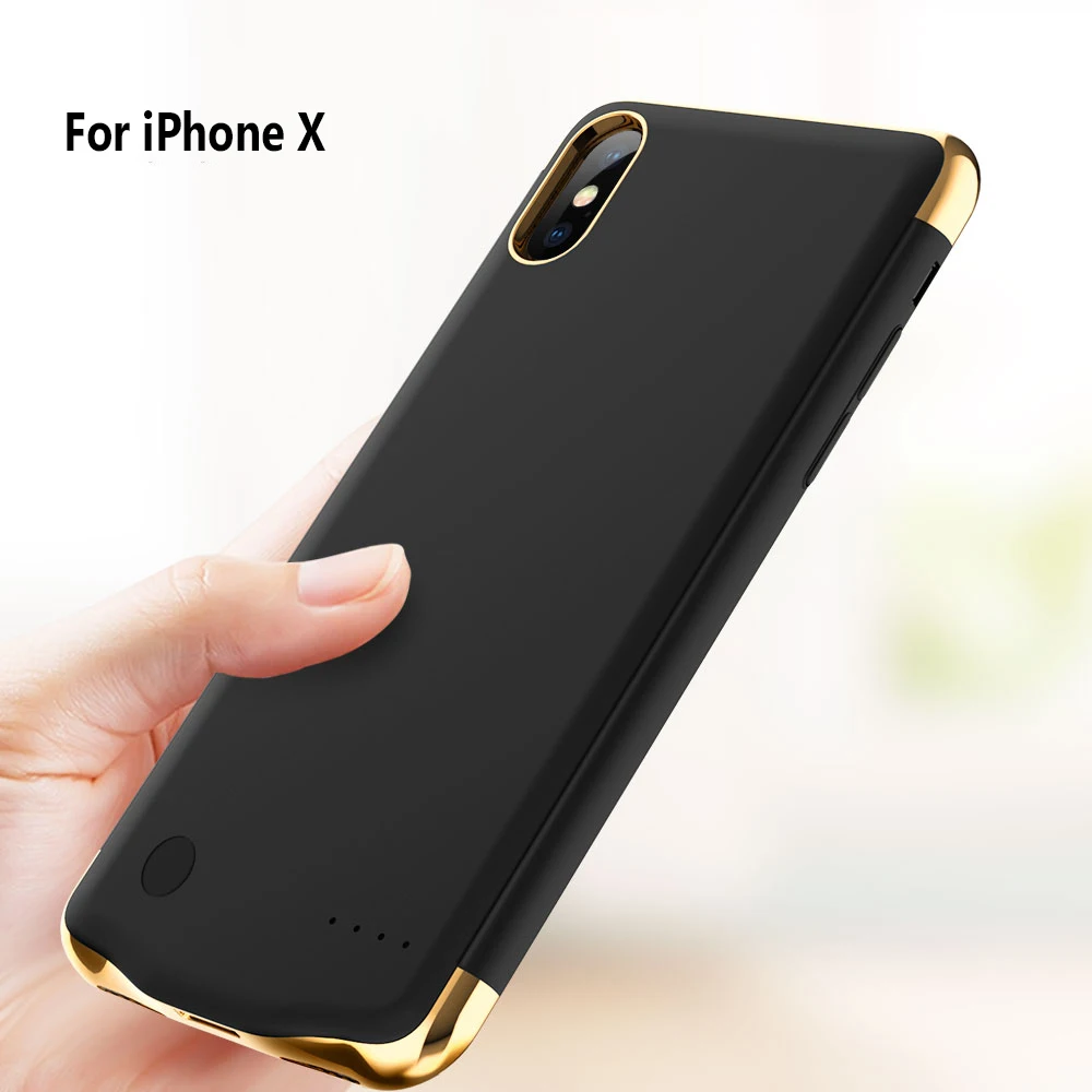 3в1 ультра тонкий чехол для зарядного устройства для iphone X Xs 6 6S 7 8 Plus power Bank чехол для аккумулятора чехол с металлическим покрытием