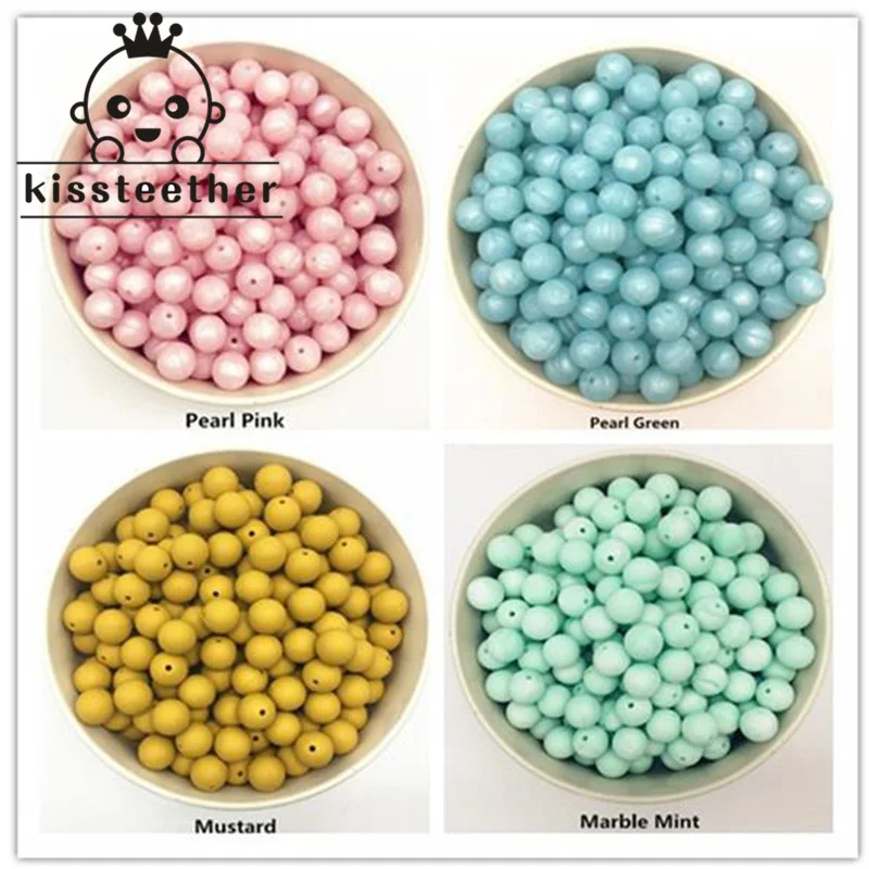 0.59&quot(15mm)Mixed Color Natural Round Silicone Beads Food Grade Baby Teether Toys DIY Necklace/ Bracelet | Мать и ребенок