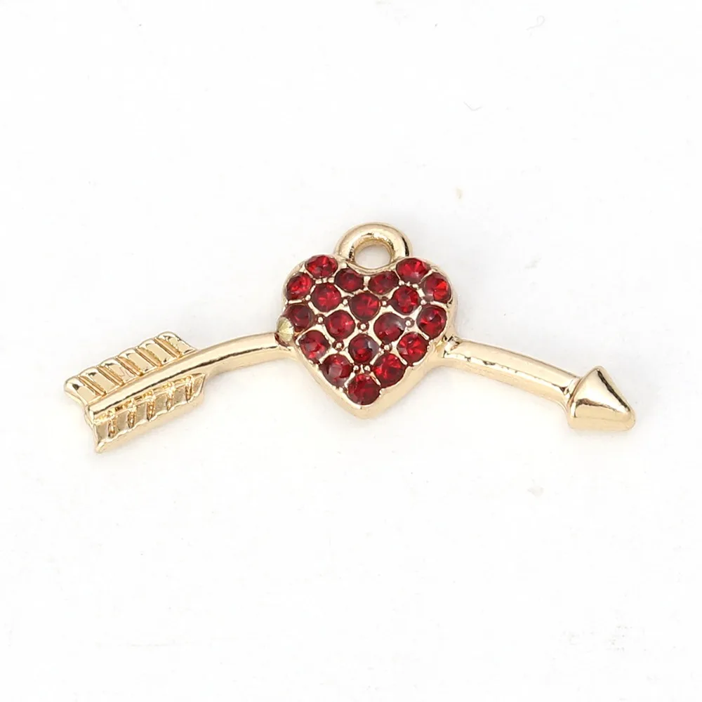 DoreenBeads подвески из цинкового сплава с золотой стрелкой в форме сердца красные