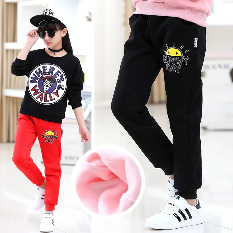 Осенне зимние джинсы для маленьких девочек Плотные детские брюки Повседневные