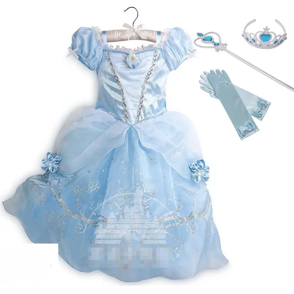 Cinderella Set-1 PaMaBa/нарядное платье принцессы Авроры для девочек; платья Золушки на день рождения; Детская летняя одежда; детские маскарадные костюмы на Хэллоуин - Цвет: Cinderella Set-1