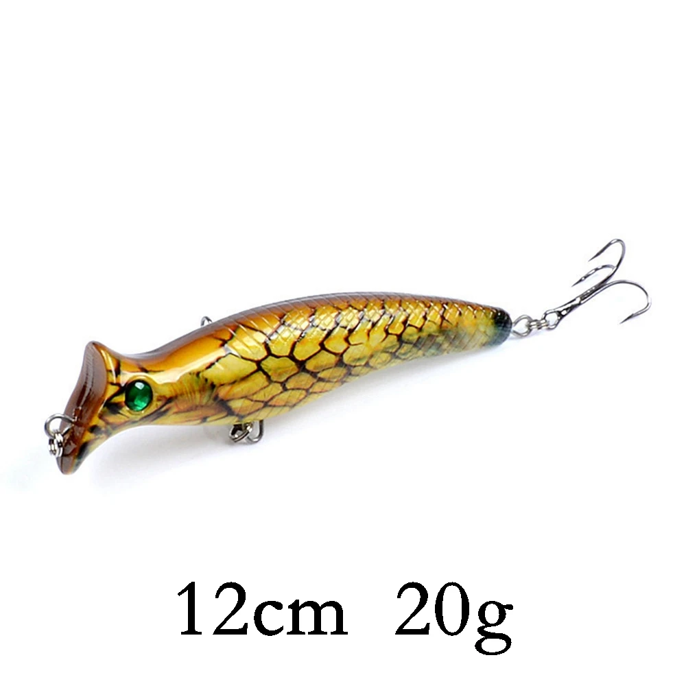 Biwvo Popper 12cm 20g Wobbler For Trolling Fishing Lure Metal Winter Sea Hard Fishing Goods For Fishing Ice Whopper Plopper - Цвет: E