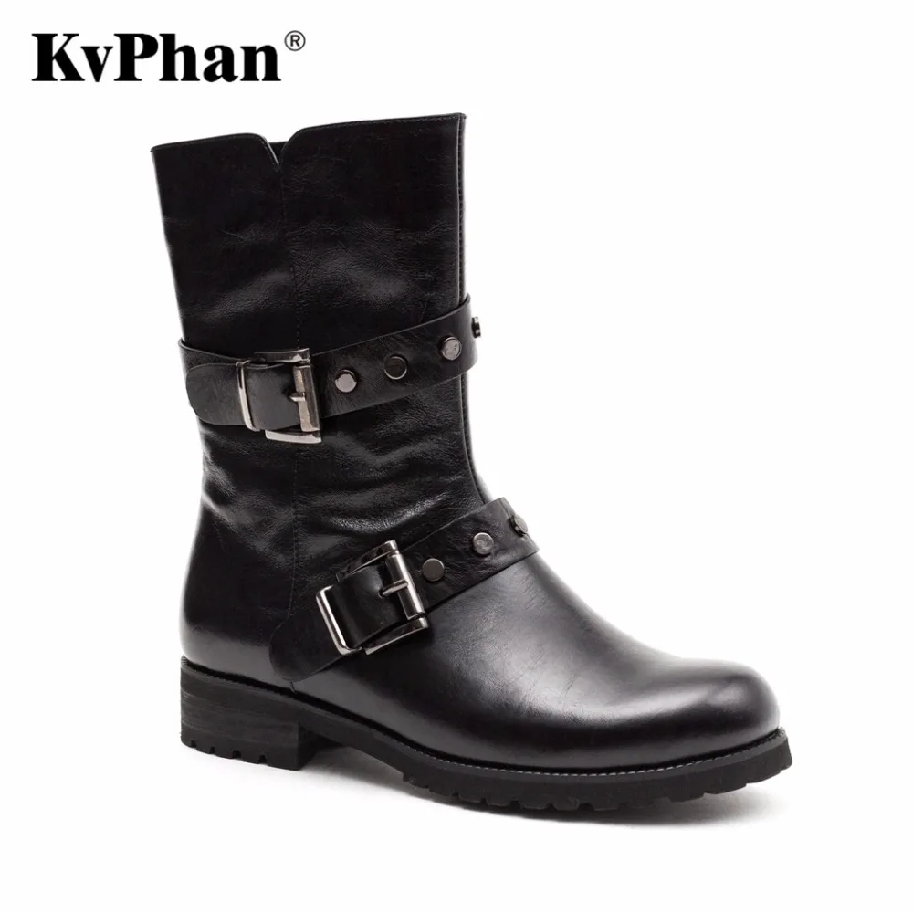 KvPhan New 2017 Genuine Leather suede Ladies Shoes Woman Ankle Boots Round Toe square Casual heel zip Autumn black 35-40 size |
