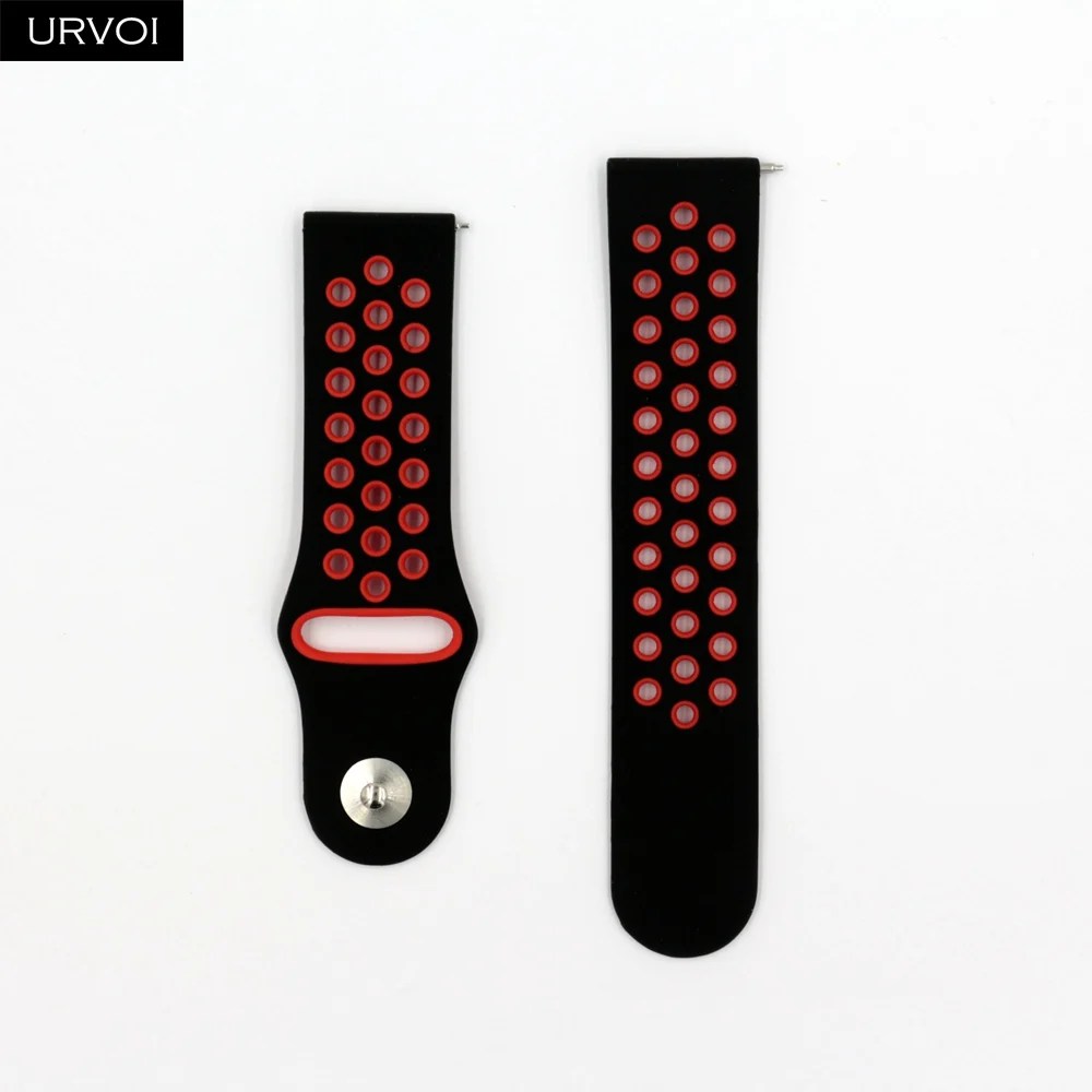 Black Red URVOI для Galaxy Watch Active/42/46 мм gear sport Силиконовый ремешок быстроразъемные контакты мягкий сменный 22 мм/20 мм - Цвет ремешка: Black Red