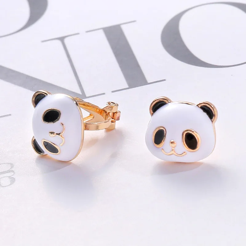 Clip Earrings JIOFREE, корейский стиль, мультяшная панда, клипсы, серьги, не пирсинг, серьги, клипсы, ухо, манжета для женщин, вечерние - Окраска металла: Clip Earrings
