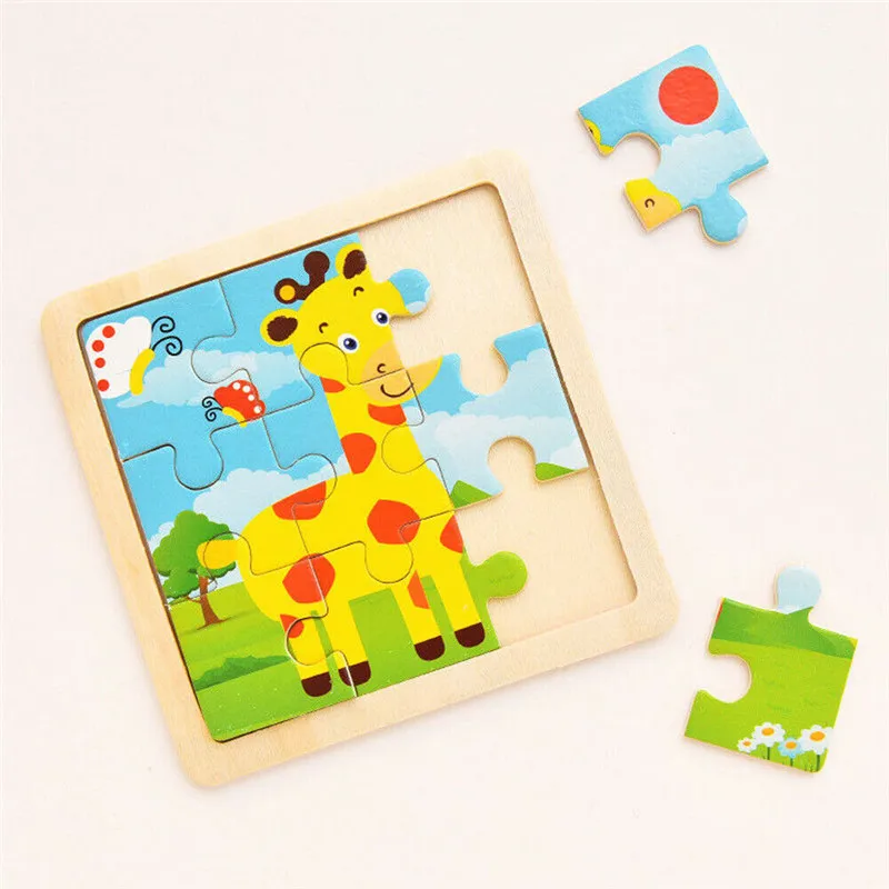 PUDCOCO Development Baby Toys 3D Wooden Puzzle Cartoon Learning Geometry Educational Kids Toy