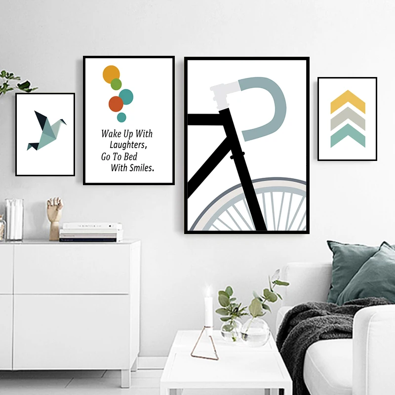 Современный минимализм в виде геометрических фигур велосипеда Арт холст плакаты