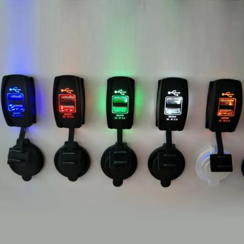 Автомобильный двойной USB розетка DC 12V 24V светодиодный гнездо индикатора Авто адаптер