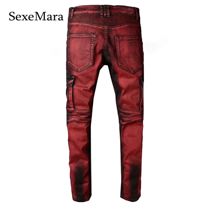 SexeMara/Новинка 2019 года французский стиль для мужчин Мульти карман мото брюки