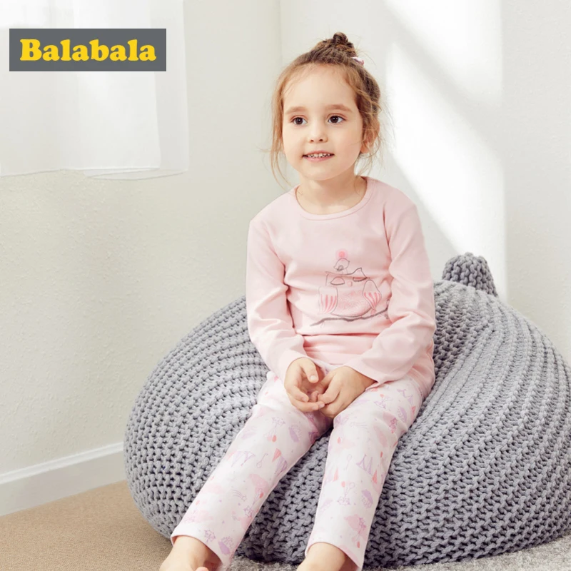 Balabala/комплект из 2 предметов для маленьких девочек удобная Хлопковая пижама с