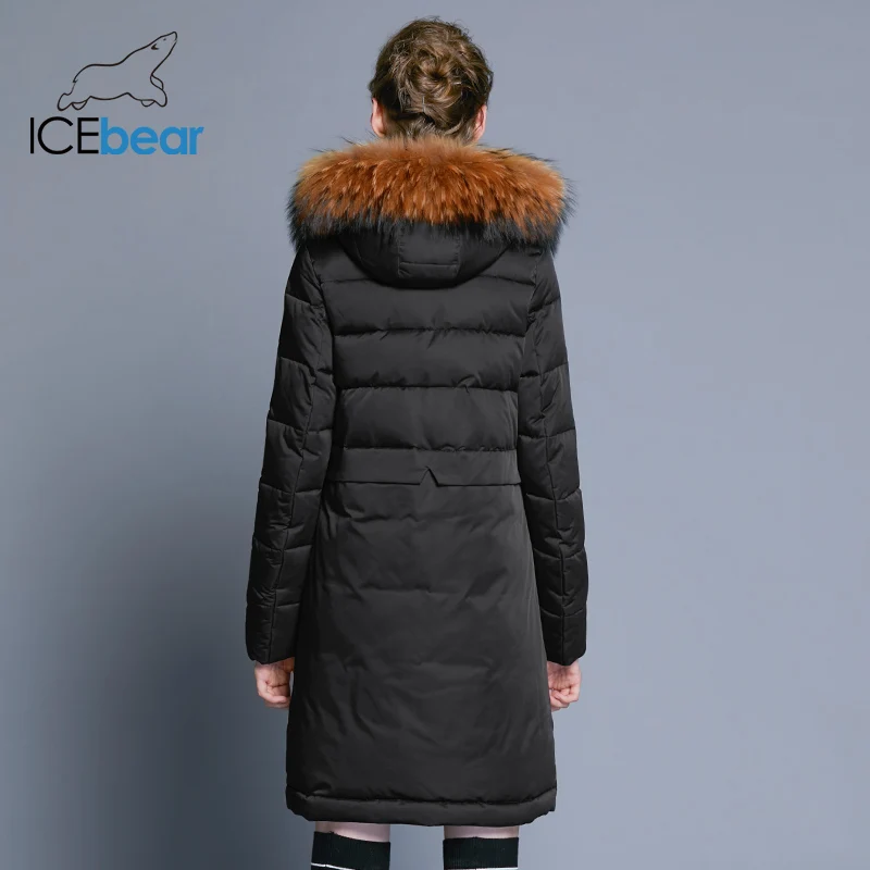 ICEbear 2018 женские зимние пальто длинный тонкий женский жакет животного меховым