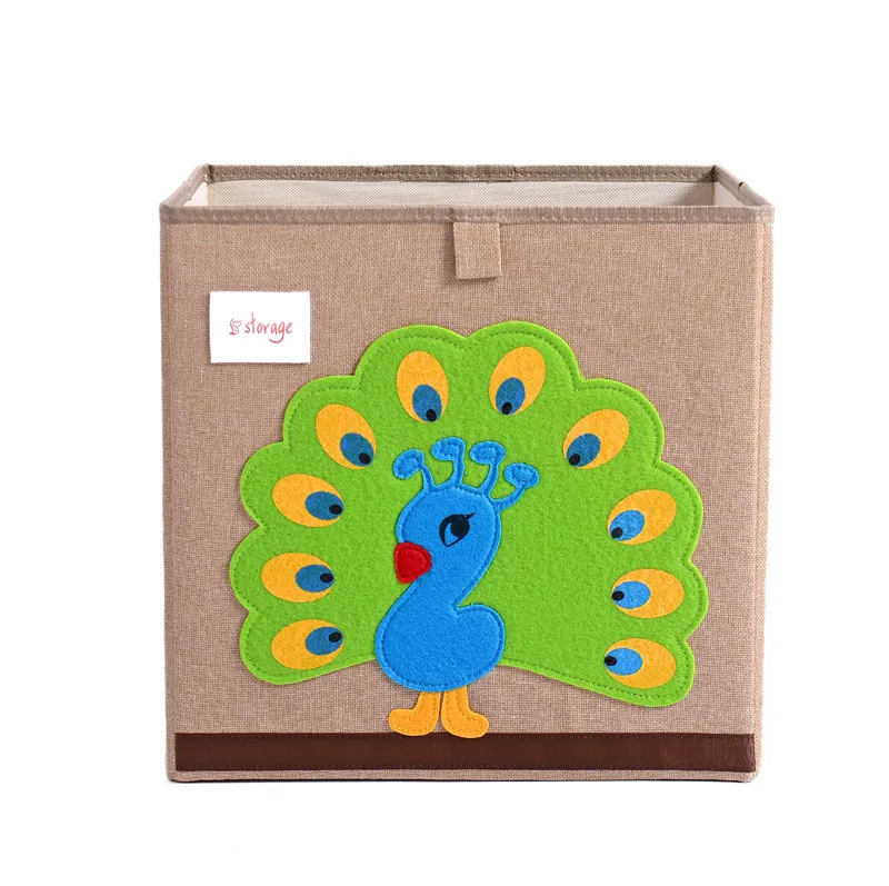 Peacock Seluna мультфильм складной креативный ящик для хранения детей игрушки Одежда разное Органайзер милые животные корзина с крышкой для детей - Цвет: Peacock