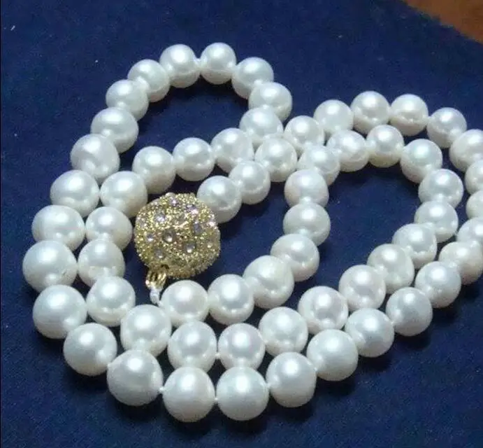 Красивое 12 мм Белое жемчужное ожерелье с круглыми бусинами Ручной работы 18