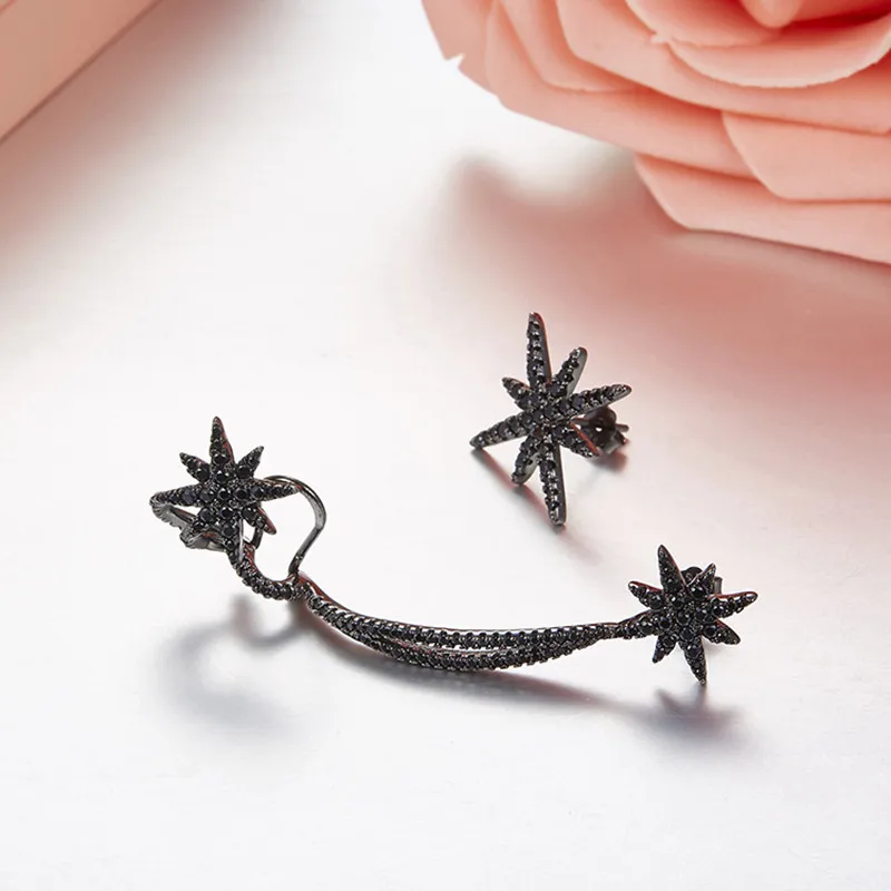 【MeiBaPJ】 New Fashion 925 Sterling Silver Stars Shining Clip Earrings for Women Wedding and Party Charm Jewelry Gift Box | Украшения и