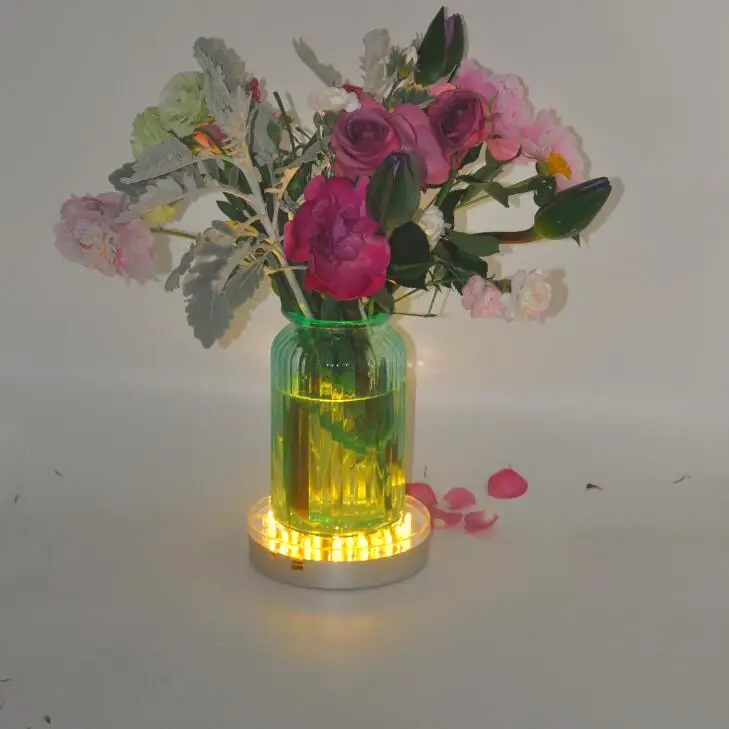 

Kitosun 15CM White/Warm White Under Vase LED Light Base 31pcs LED 3aa Battery Operated for wedding Party Events Holidays Decorat