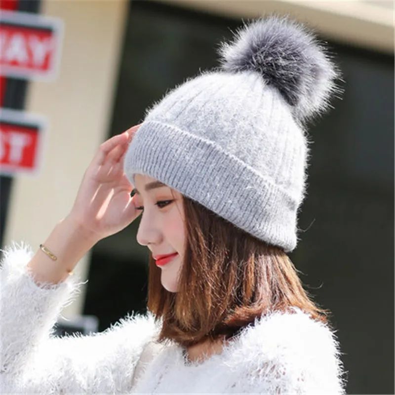 Женский зимний шарф для волос шапка костюм вязанный шерстяной шарик шапочки