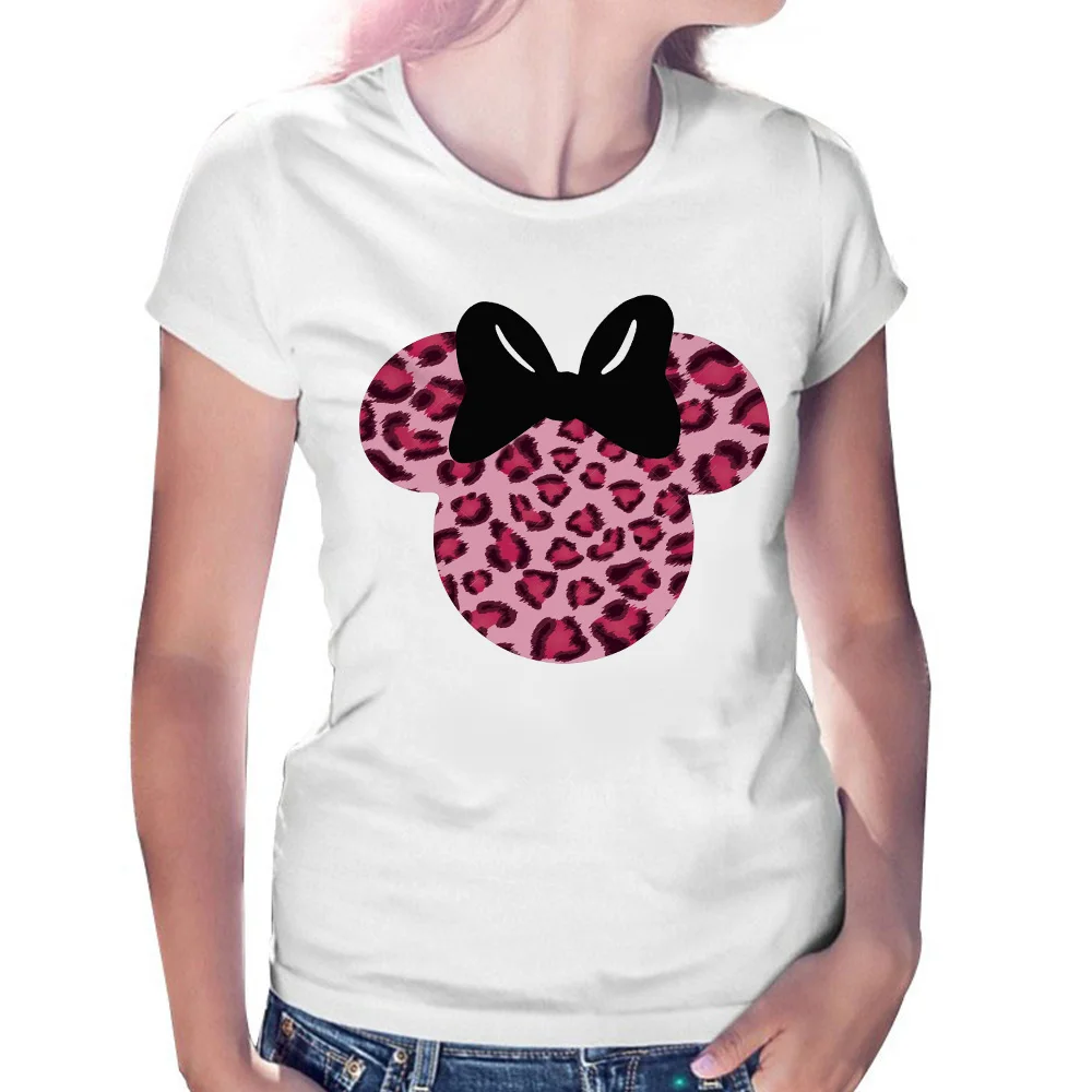 Camiseta Mujer футболка с рисунком мыши Женская леопардовая цветочным принтом Kawaii