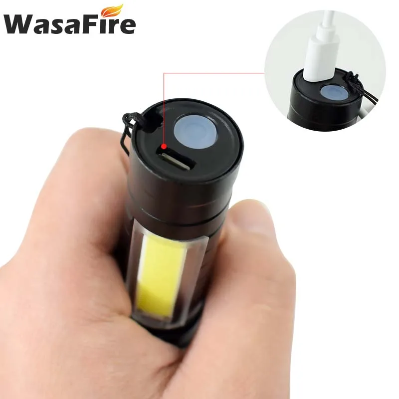 Wasafire портативный USB Перезаряжаемый фонарь XPE Q5 + COB светодиодный мини фонарик 2000