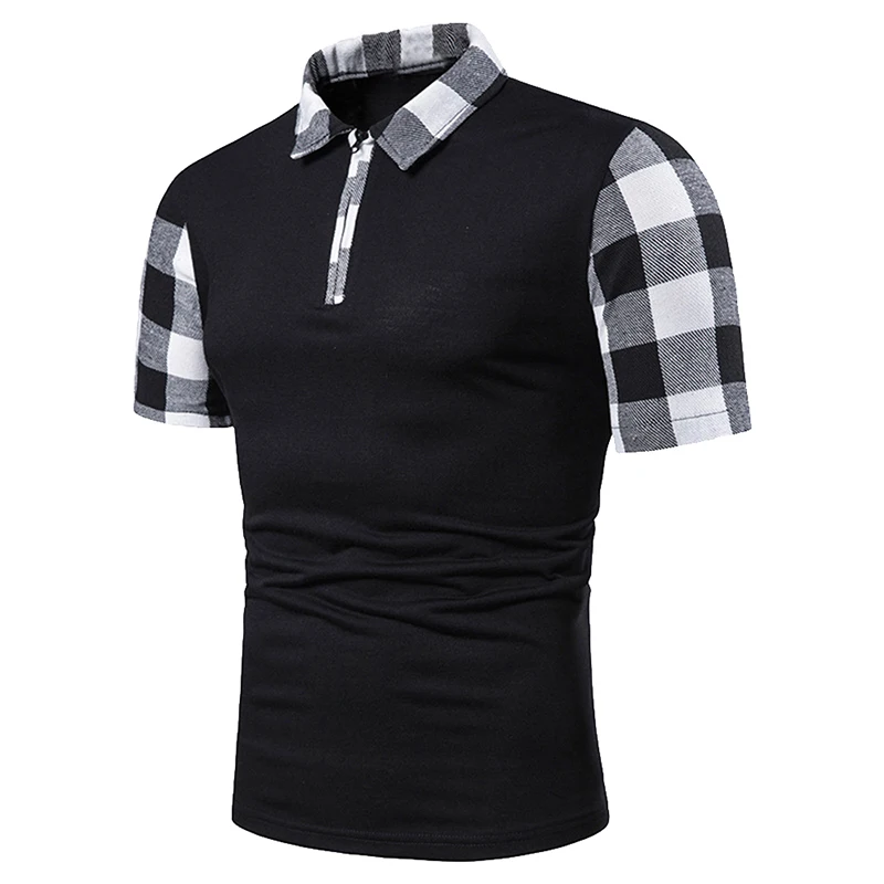 New Summer Sleeve Plaid Stripe Shirt Men Short Shirts Slim Fit Mens Casual Patchwork Clothes Streetwear | Мужская одежда