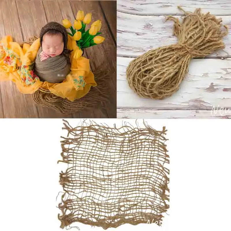 

Newborn Photography Prop Chunky Burlap Layer Net Hessian Jute Backdrop Blanket