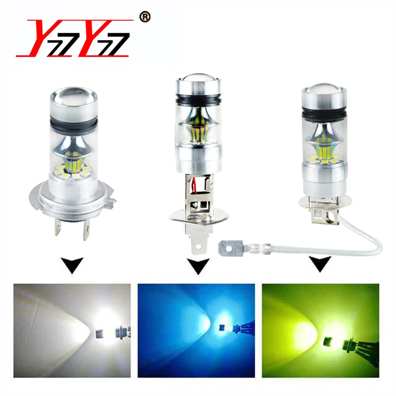 YzzYzz H7 светодиодный автомобильный противотуманный фонарь H1 H3 H11 PSX24W 9005 HB3 9006 HB4 Voiture