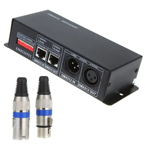 JFBL оптовая продажа TOMTOP DC 12 V-24 V 3 канала DMX декодер светодиодный контроллер для RGB