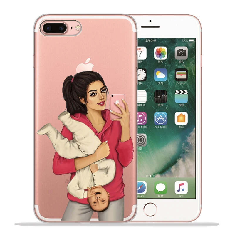 09 Милый модный роскошный чехол для маленьких девочек, чехол для iphone 8, 7, X, XS, Max, XR, 6, 7, 8 Plus, 5S, SE, мягкий прозрачный чехол для телефона Etui - Цвет: 09