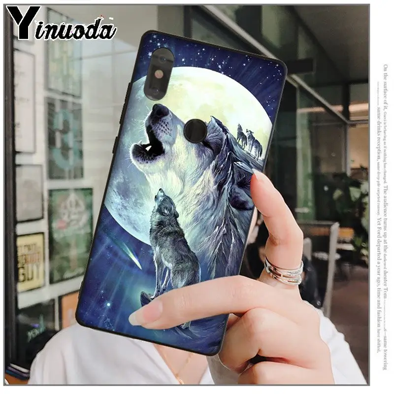 Yinuoda Moon часы на цепочке с медальоном «Школа волка» мягкий, силиконовый, из ТПУ черный чехол для телефона для xiaomi mi 6 8 se note2 3 mi x2 redmi 5 5 plus note 4 5 5