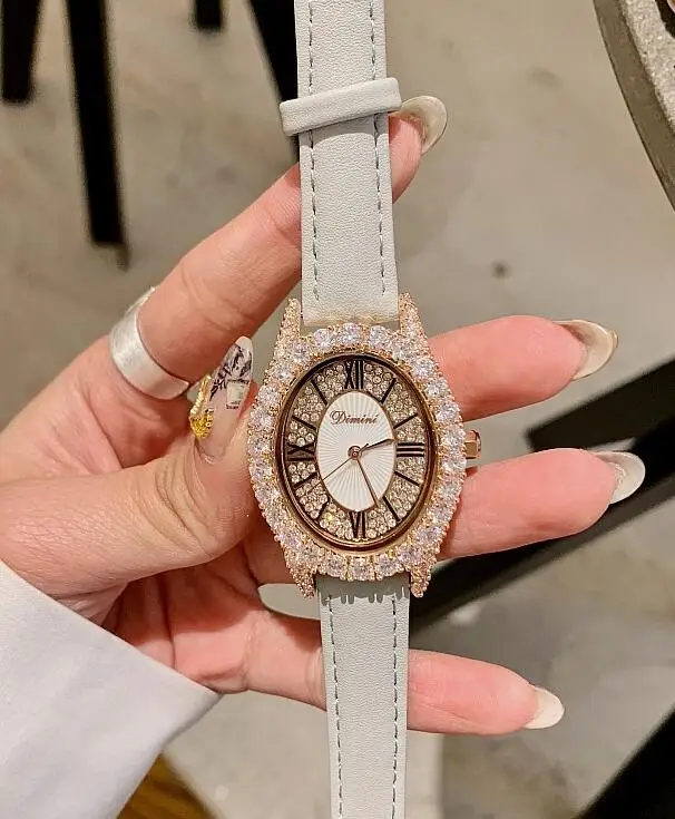 Rose gold white Топ бренд Роскошный алмазов наручные ручной Кристалл Мода кварцевые часы для Для женщин Стильные дамы девушки часы - Цвет: Rose gold white