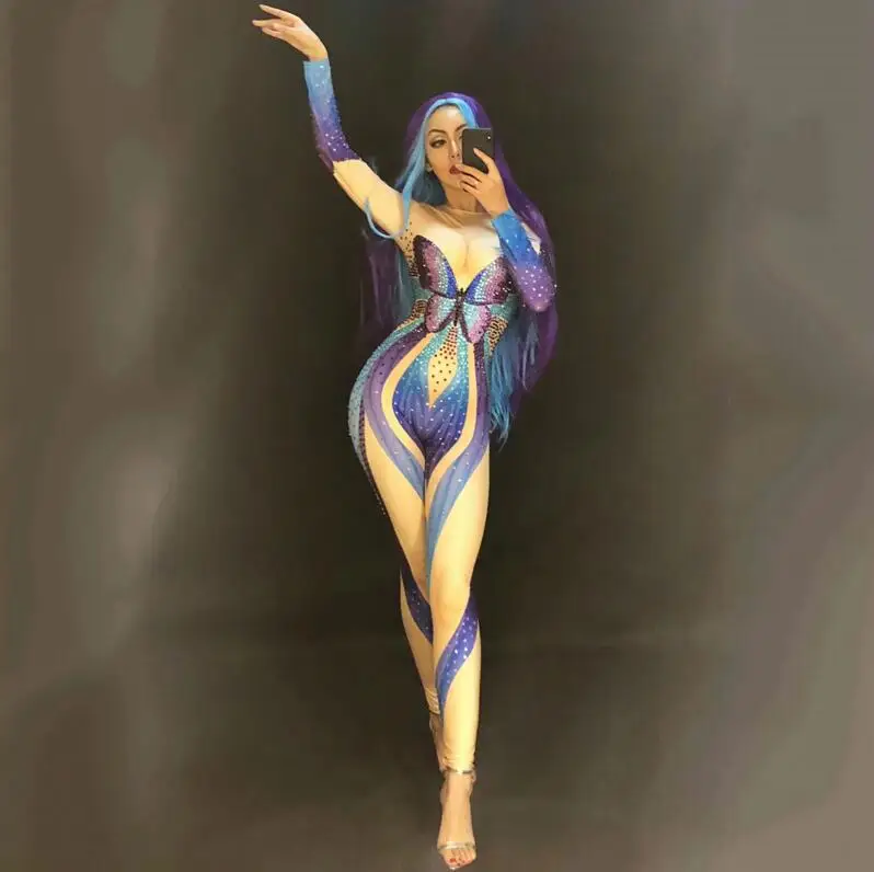 One Bodysuit Бабочка джаз танцевальные костюмы Леди Женщины бар Dj танцоры сценическое сексуальное шоу женские танцевальные боди для певицы Majorettes танцевальные костюмы - Цвет: One Bodysuit