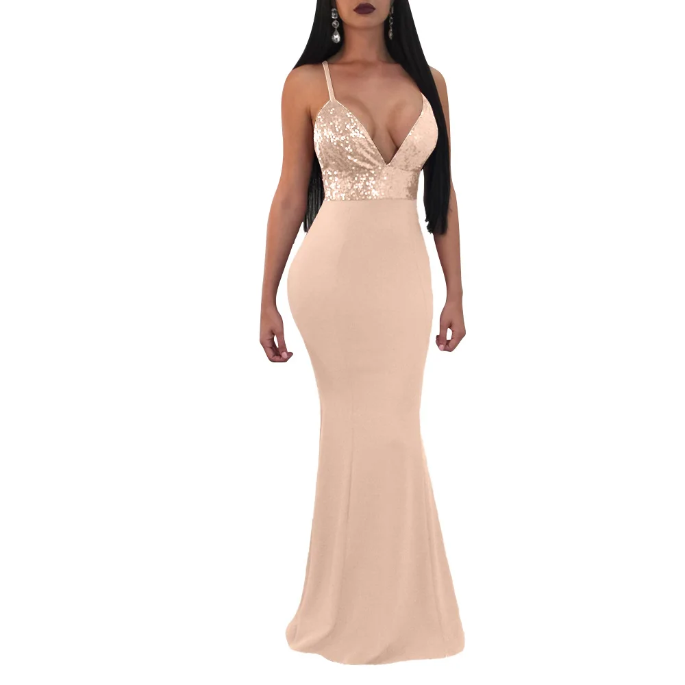 2019 Весна и лето новое модное сексуальное платье с пайетками на бретельках