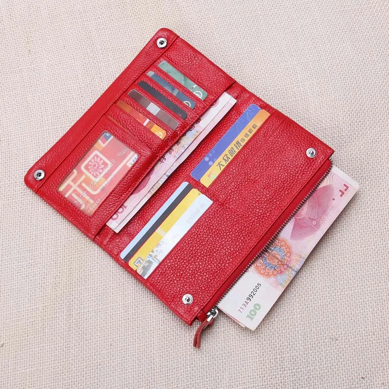 New Big Capacity Wallet Soft First Layer Cow Leather Wallets Real Genuine Lady Women Clutch Bag Zipper Purse|zipper purse|leather walletcow leather