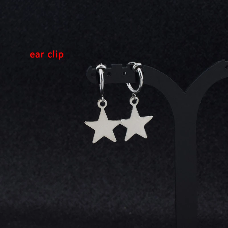 Star ear clip Для женщин обувь для девочек в стиле «панк» Серьги Нержавеющая сталь с изображением крестообразной звезды мира кролик лезвие кулон, серьги с подвеской Для мужчин в стиле «Рок», «хип-хоп» для фотосъемки в стиле гранж с изображением Ушная клипса - Окраска металла: Star ear clip