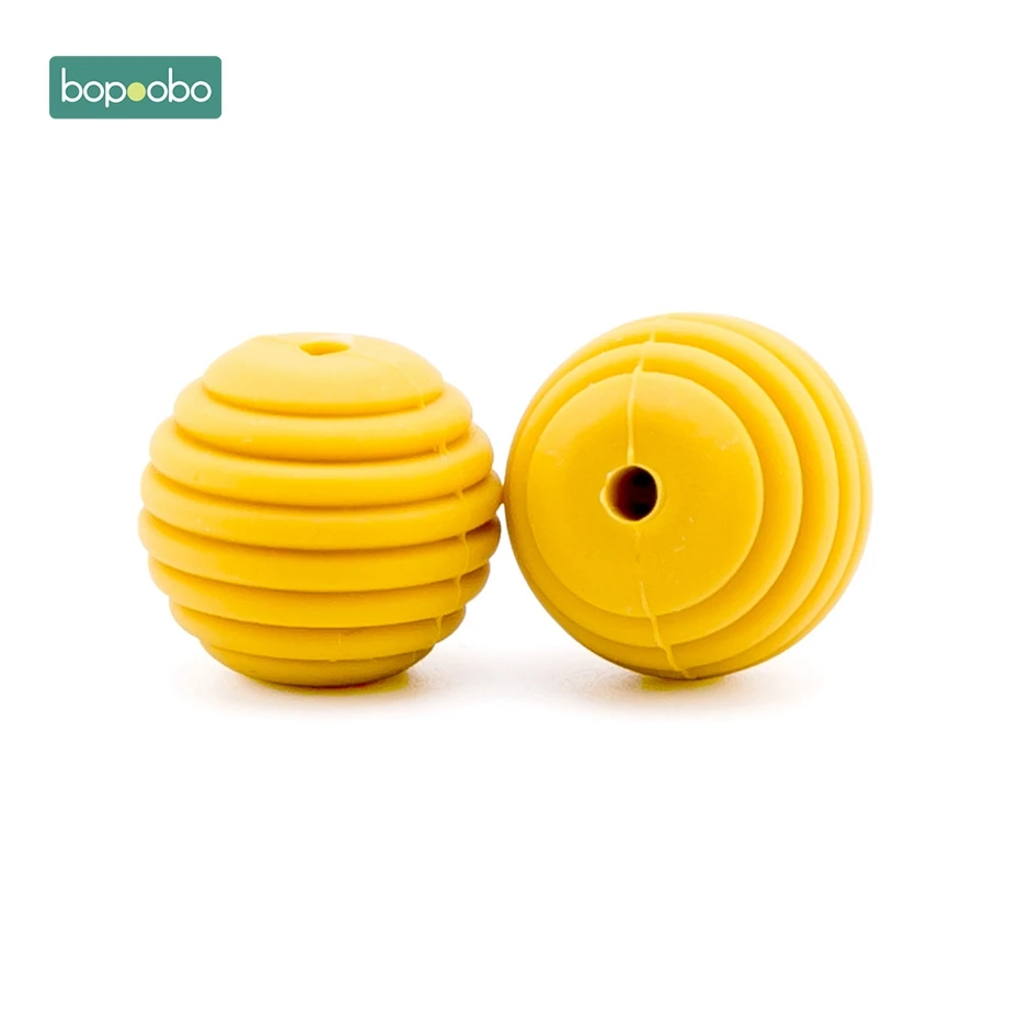 Mustard Bopoobo 100 шт 15 мм BPA бесплатно силиконовые спиральные бусины пищевого качества силиконовые сотовые бусины Детские Силиконовые жемчужные крошечные стержни для детей - Цвет: Mustard