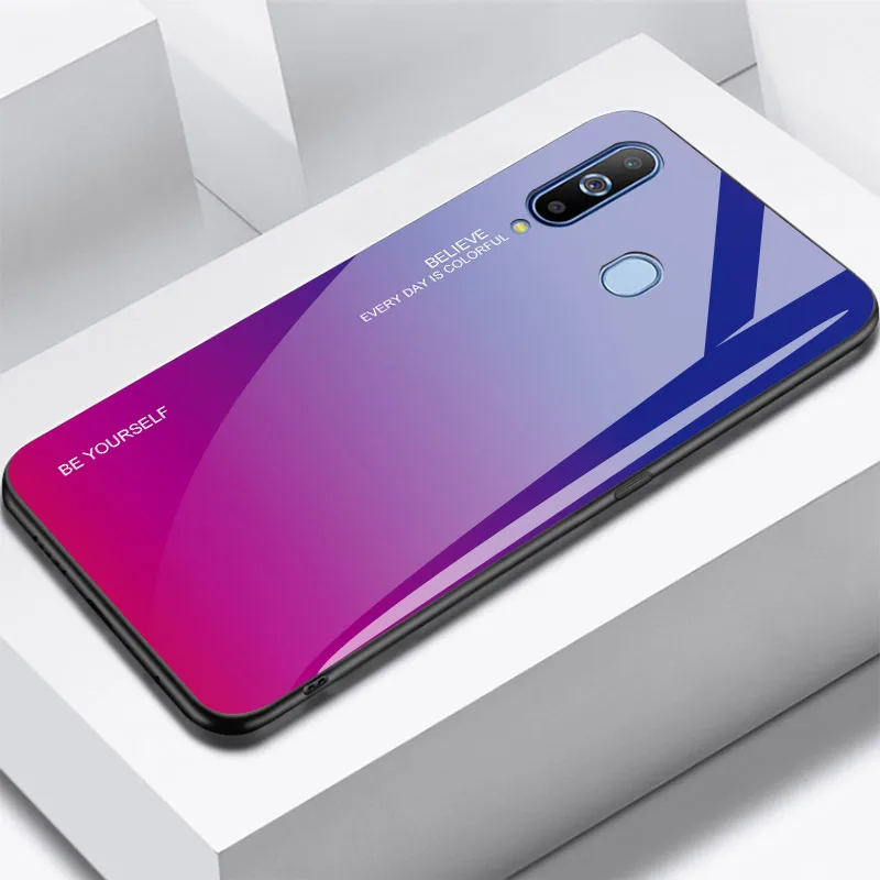 4 Чехлы с закаленным стеклом для samsung Galaxy A70 чехол A50 A30 A20E A20 A10 M30 M20 M10 A750 на спине градиент Цвет бампер для A9Pro - Цвет: 4