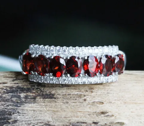 Ювелирное изделие из натурального граната кольцо серебра 925 пробы 0 3ct * 7 шт.