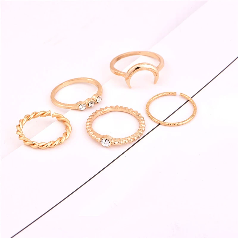 5 шт./компл. Модные кольца с кристаллами для женщин богемное кольцо подвесками в